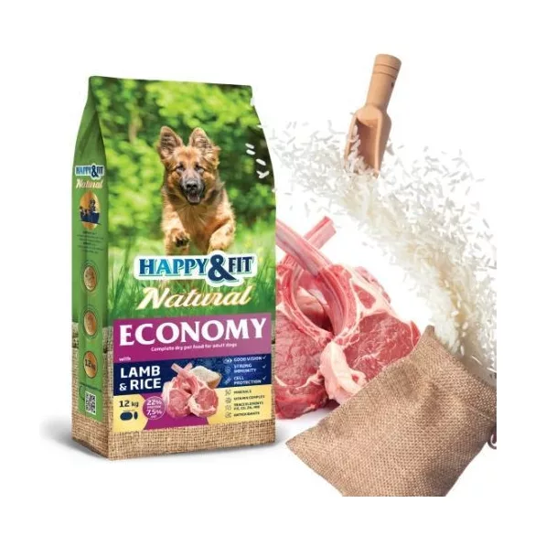 Happy&Fit Natural Economy Adult cu Lamb and Rice 12kg