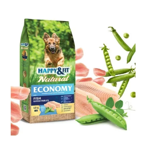 Happy&Fit Natural Economy Adult cu Fish and Vegetables 12kg