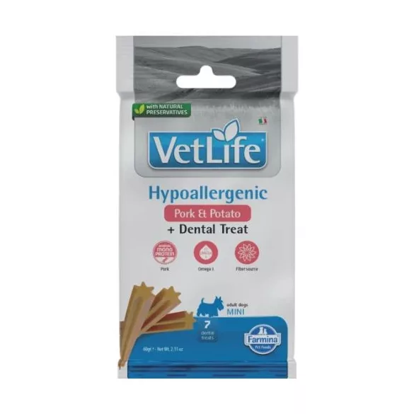 Vet Life Natural Diet Dog Gustare Hypo Pork&Potato Adult Mini 60g