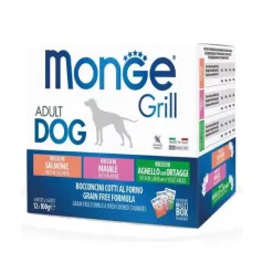   Monge Dog Grill Multibox Adult salmon pork lamb/vegetable 12x100 g