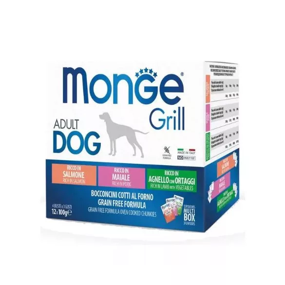 Monge Dog Grill Multibox Adult salmon pork lamb/vegetable 12x100 g