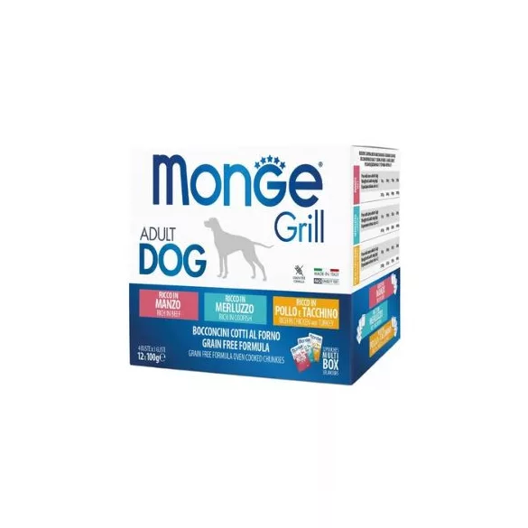 Monge Dog Grill Multibox Adult beef cod chicken/turkey 12x100 g