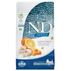 N&D Ocean Dog cod, dovleac și portocală Adult mini 800g