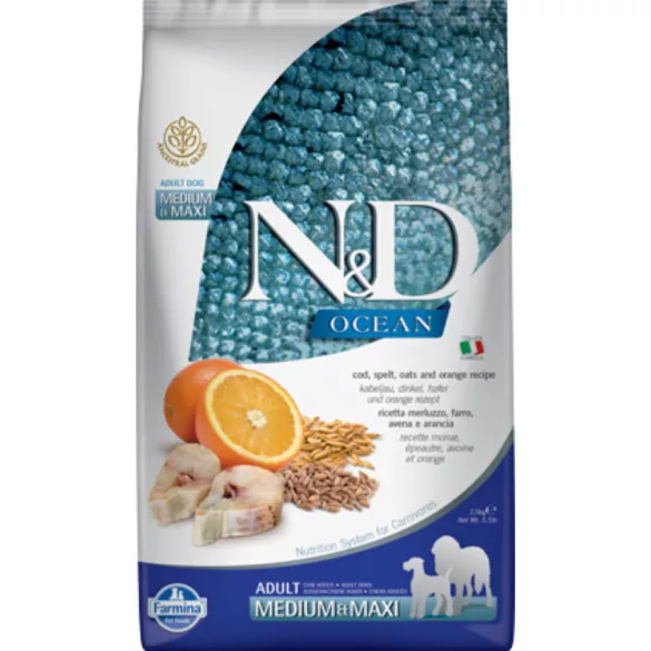 N&D Dog Ocean cod Ocean cod dovleac portocaliu adult mediu/maxi 2,5kg