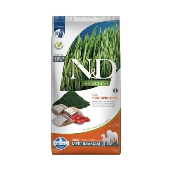N&D Spirulina Dog Herring Adult Medium/Maxi Dog Food 7kg
