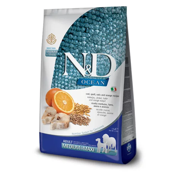 N&D Ocean Low Grain Cod&portocale adult medium&maxi 12kg