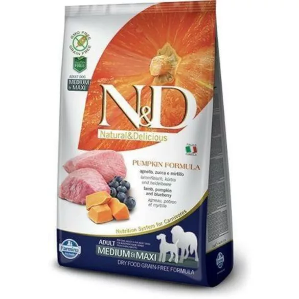 N&D Dog Grain Free miel fără cereale cu dovleac de afine hrană pentru câini adulți de talie medie/maxi 12kg