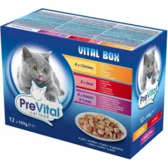 Prevital Cat Jelly Jelly Pouches 12x100gr Aromă mixtă
