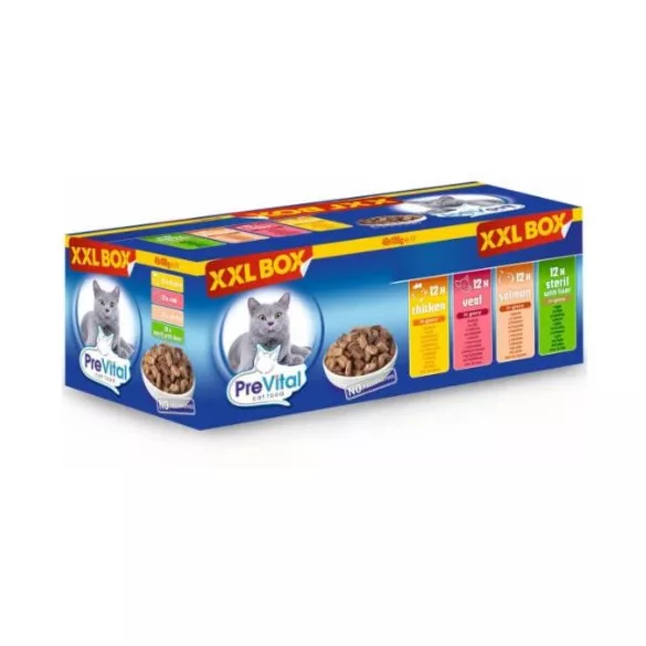 Prevital XXL box pungă aluminiu hrană pentru pisici 48x100g Multipack
