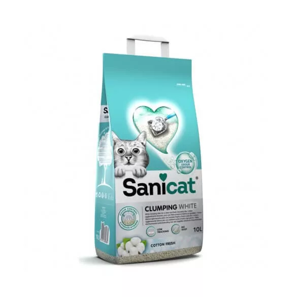 Sanicat litieră pentru pisici Clumping Alb neparfumată Clumping bentonită 10l