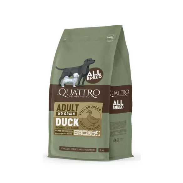 QUATTRO Hypoallergenic ALL BREED ADULT rață, hrană pentru câini 12kg