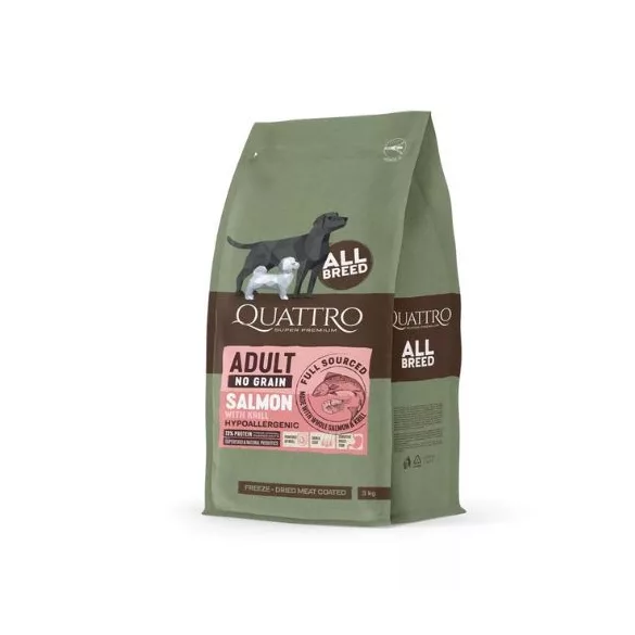 QUATTRO Hypoallergenic ALL BREED ADULT Somon & Krill, hrană pentru câini 12kg