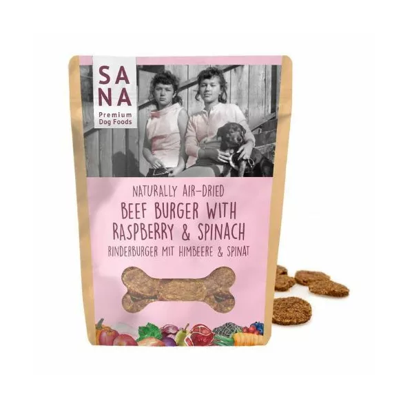 SANAdog Burger de vită cu zmeură și spanac 100g