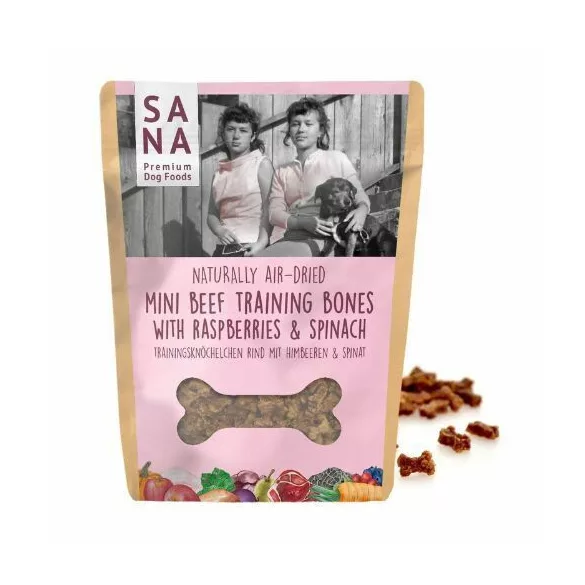 SANAdog Snack de recompensă pentru antrenament din carne de vită cu zmeură și spanac 100g