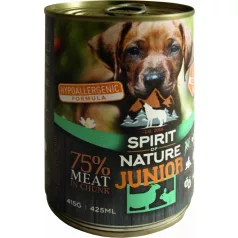   Spirit of Nature Conservă pentru câini Junior cu miel și iepure 415 gr 