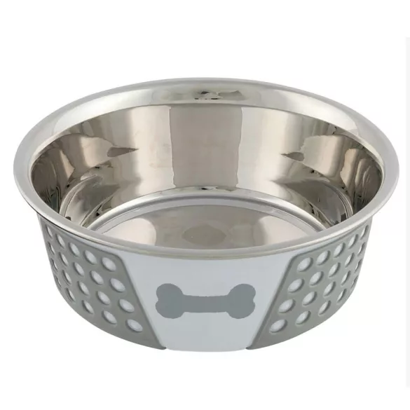 Trixie castron metal silicon cu capac 0,4 l / 14 cm alb/gri
