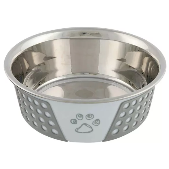 Castron Trixie cu capac metalic din silicon alb/gri alb/gri
