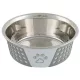 Castron Trixie cu capac metalic din silicon alb/gri alb/gri